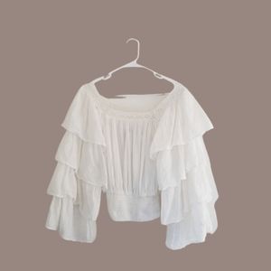 JENS PIRATE BOOTY BOHO TOP WHITE MEDIUM